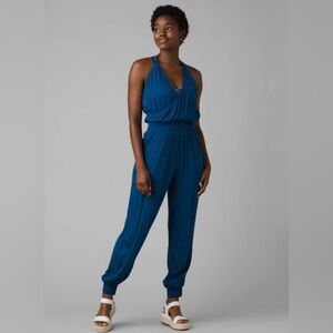 NWT PrAna Women’s Size L Navy Blue “Fernie” Halter Jumpsuit